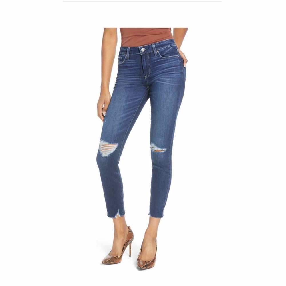 Paige Verdugo distressed skinny ankle jeans